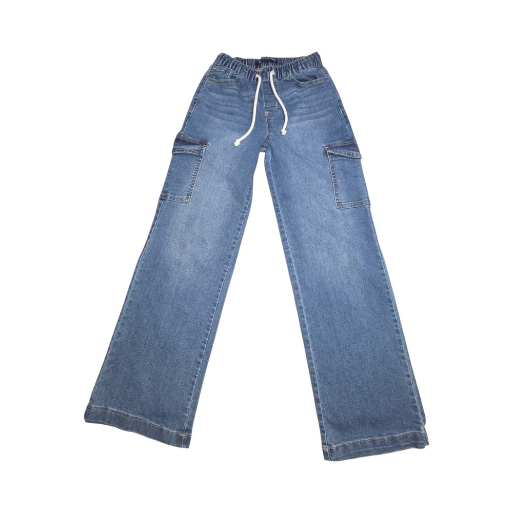 WallFlower Jeans Womens S Blue Cargo Pull On Wide Leg Drawstring WFM133410